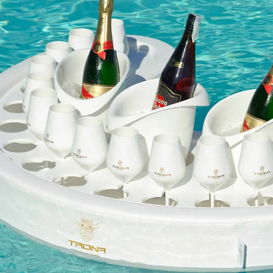 Swim-up bar Trona de couro falso náutico e plexiglass Viadurini