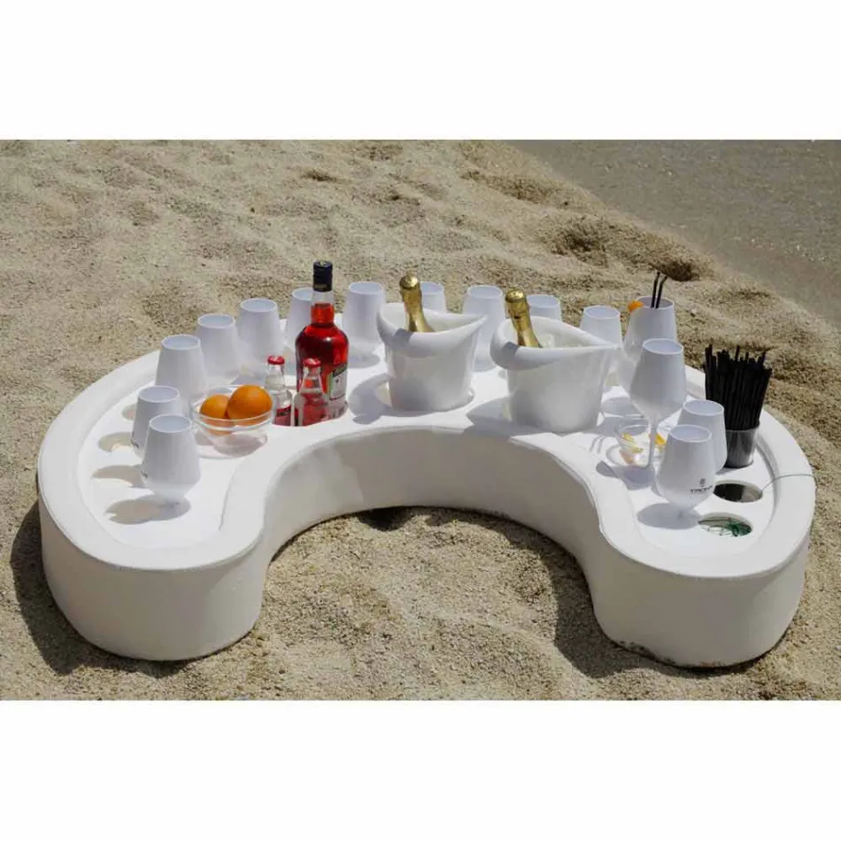 Bar da piscina flutuante branco, design moderno, feito na Itália por Trona Viadurini