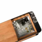 Design moderno de barra móvel sobre rodas com mesa de madeira e aço - Giancalliope Viadurini