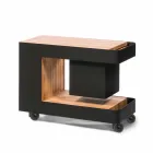 Design moderno de barra móvel sobre rodas com mesa de madeira e aço - Giancalliope Viadurini