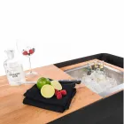 Design moderno de barra móvel sobre rodas com mesa de madeira e aço - Giancalliope Viadurini