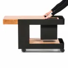 Design moderno de barra móvel sobre rodas com mesa de madeira e aço - Giancalliope Viadurini