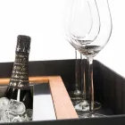 Design moderno de barra móvel sobre rodas com mesa de madeira e aço - Giancalliope Viadurini