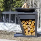 Com placa de cozinha e compartimento para madeira - Giorgione Viadurini