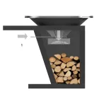 Com placa de cozinha e compartimento para madeira - Giorgione Viadurini