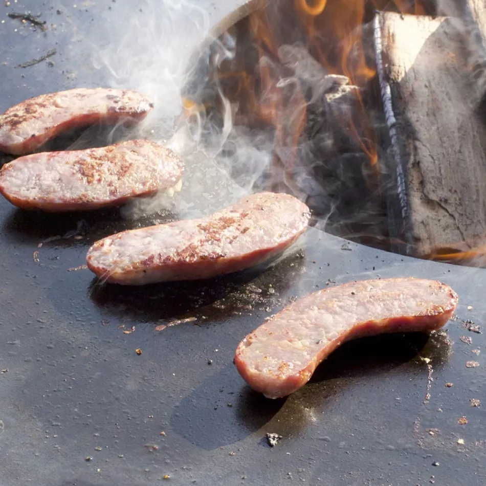 Churrasqueira a lenha com placa de cozinha e compartimento de madeira - Ferran Viadurini