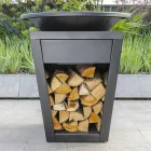 Churrasqueira a lenha com placa de cozinha e compartimento de madeira - Ferran Viadurini