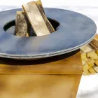 Churrasqueira a lenha com placa de cozinha e compartimento de madeira - Ferran Viadurini