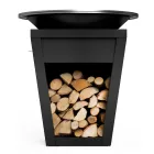 Churrasqueira a lenha com placa de cozinha e compartimento de madeira - Ferran Viadurini