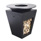 Churrasqueira a lenha com placa de cozinha e compartimento de madeira - Ferran Viadurini