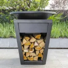 Churrasqueira a lenha com placa de cozinha e compartimento de madeira - Ferran Viadurini