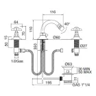 Misturador para bidê clássico com 3 furos em latão e alças borboleta - Miriano Viadurini