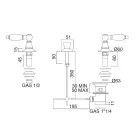 Misturador para bidê com 3 furos e entrega interna em latão Fabricado na Itália - Noriana Viadurini