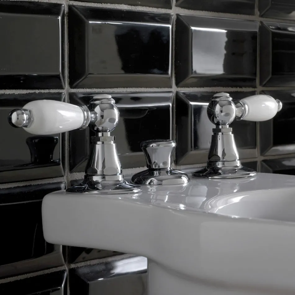 Misturador para bidê com 3 furos e entrega interna em latão Fabricado na Itália - Noriana Viadurini