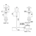 Misturador para bidê com 3 furos com entrega interna em latão e alças borboleta - Miriano Viadurini