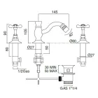 Misturador para bidê com 3 furos com resíduos clássicos de latão artesanal - Fioretta Viadurini