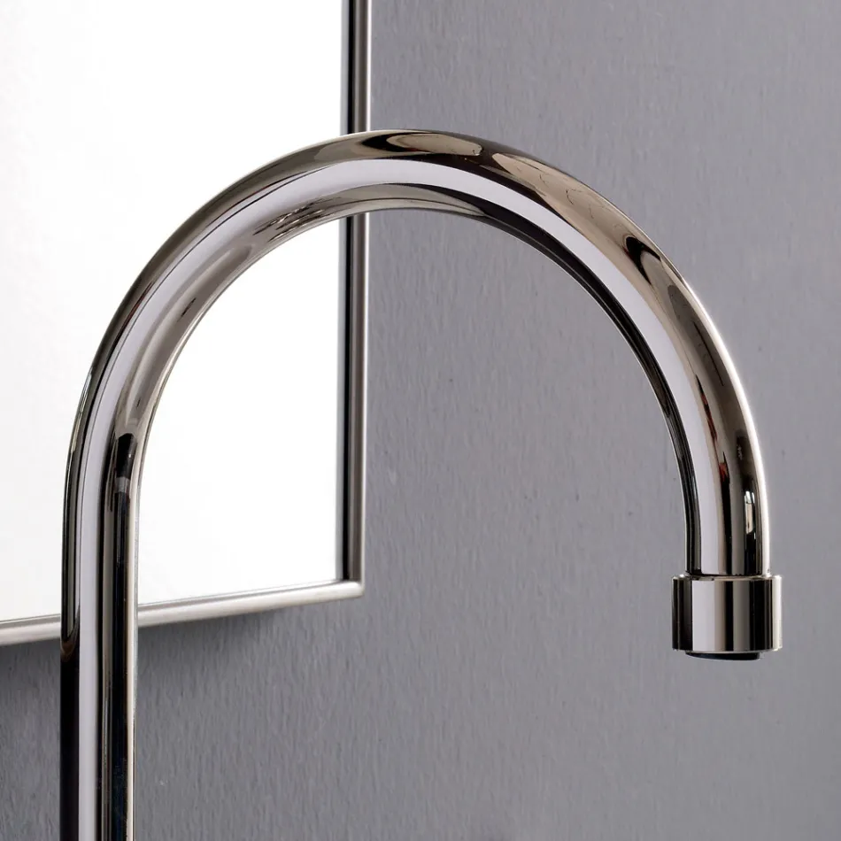 Misturador de lavatório 3 furos com bica alta em acabamento niquelado Made in Italy - Vermelho Viadurini