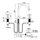 Misturador para Lavatório com 3 Furos com Bica Alta em Latão e Cabo Borboleta - Miriano Viadurini