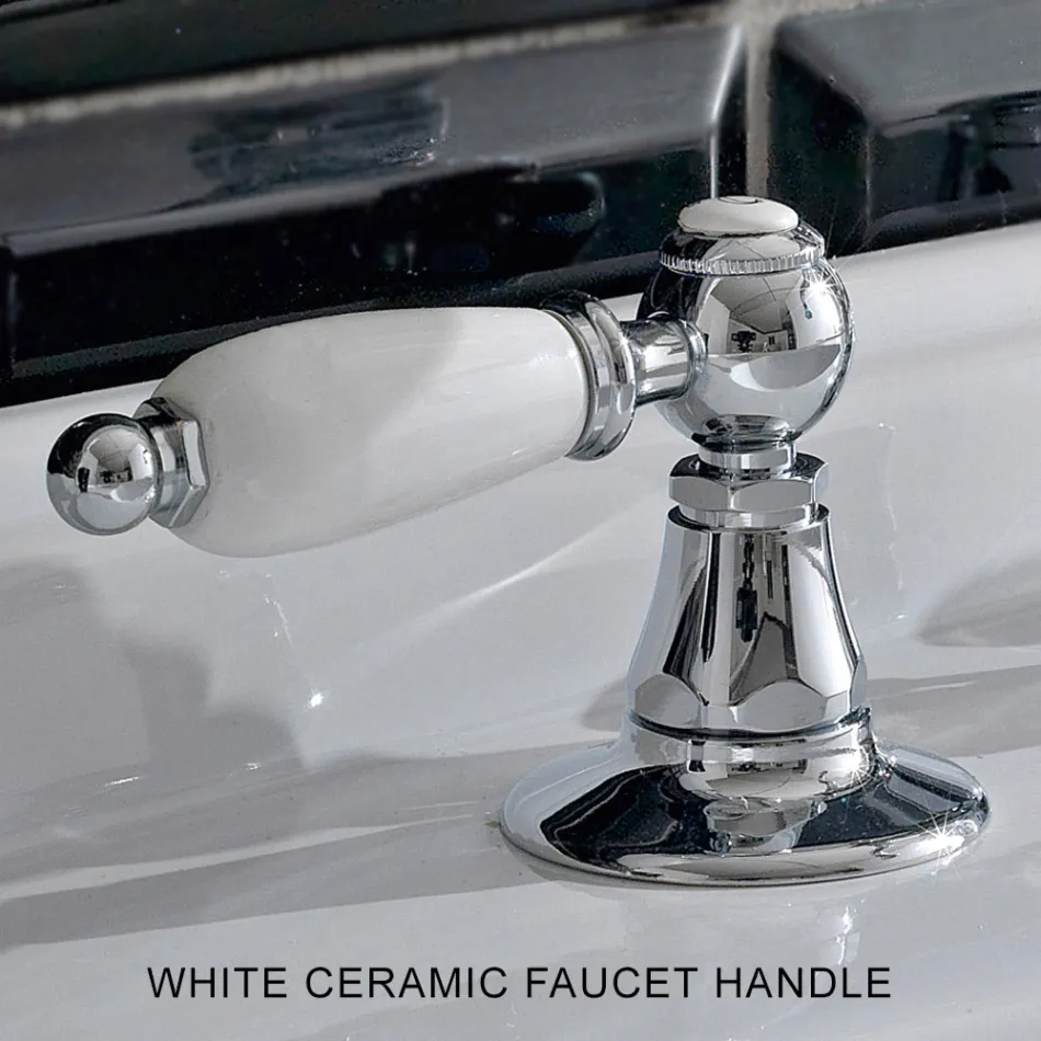 Misturador para lavatório com 3 furos com alavancas estilo clássico em latão artesanal - Noriana Viadurini