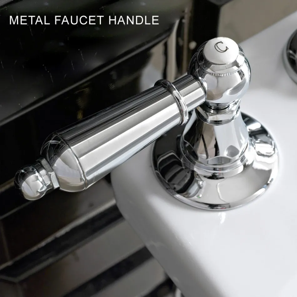 Misturador para lavatório com 3 furos com alavancas estilo clássico em latão artesanal - Noriana Viadurini