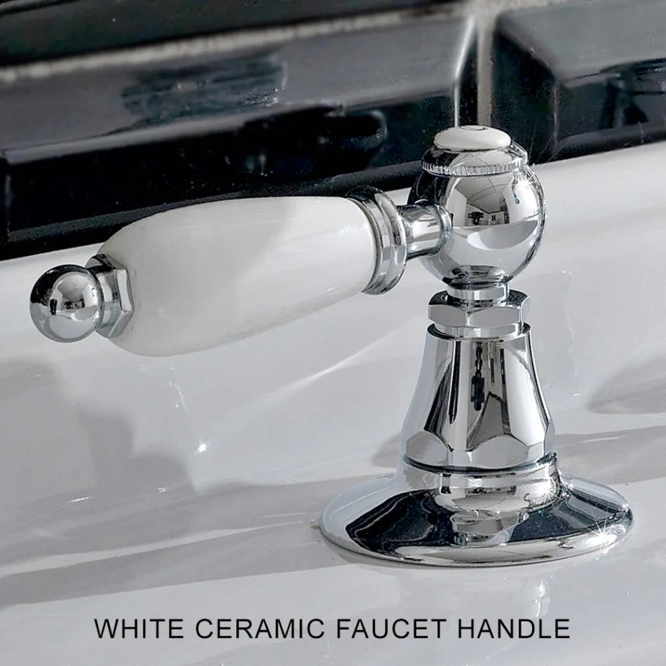 Misturador para lavatório com 3 furos e ralo de latão estilo clássico artesanal - Noriana Viadurini