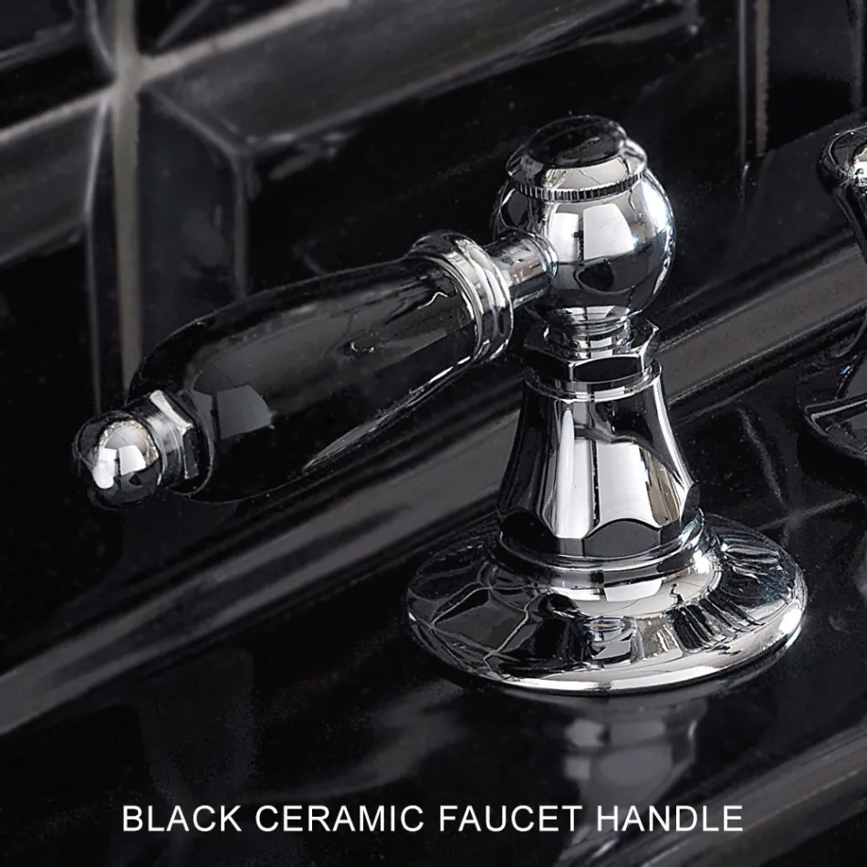 Misturador para lavatório com 3 furos e ralo de latão estilo clássico artesanal - Noriana Viadurini