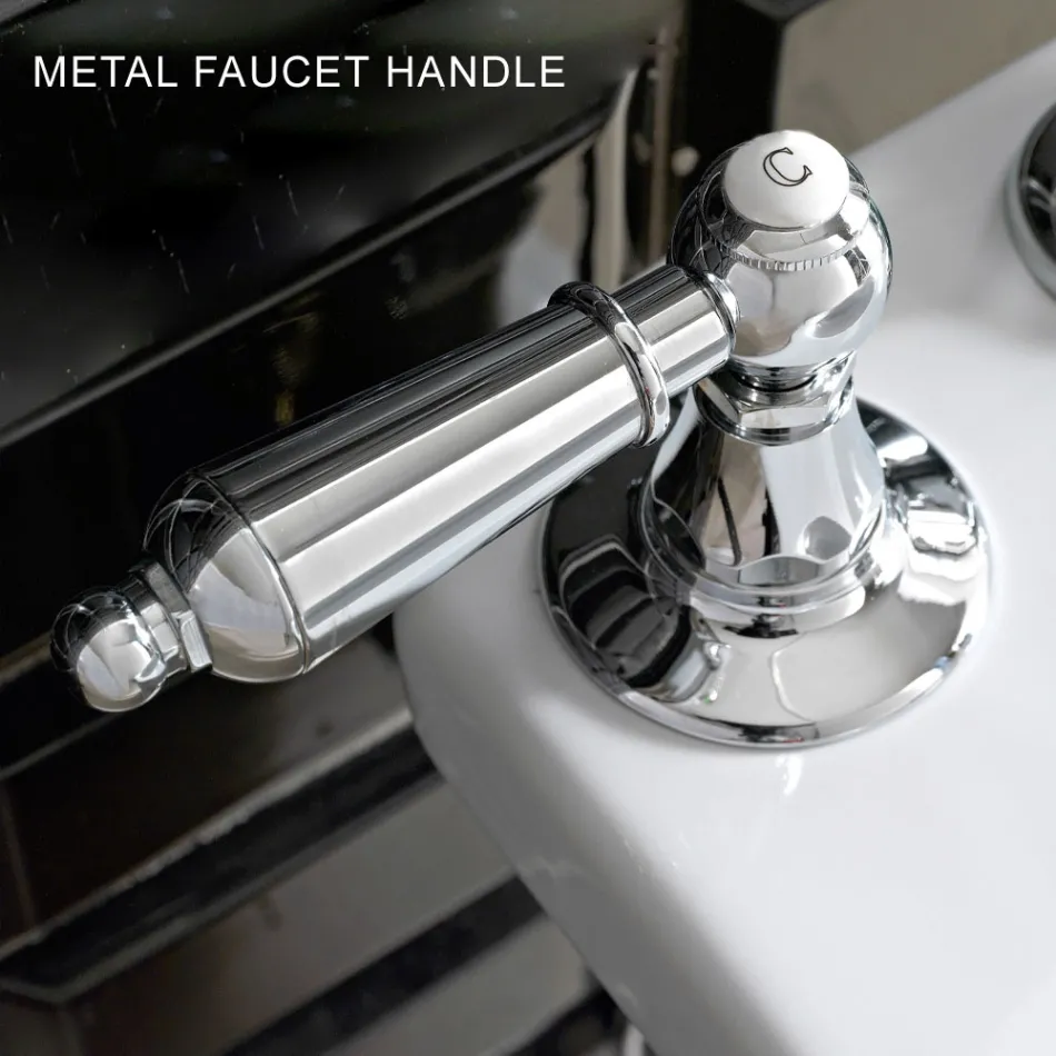 Misturador para lavatório com 3 furos e ralo de latão estilo clássico artesanal - Noriana Viadurini