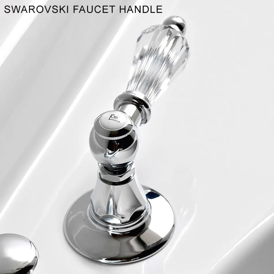 Misturador para lavatório com 3 furos e ralo de latão estilo clássico artesanal - Noriana Viadurini