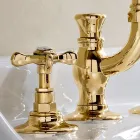 Misturador para lavatório com 3 furos e bico alto em latão clássico artesanal - Fioretta Viadurini