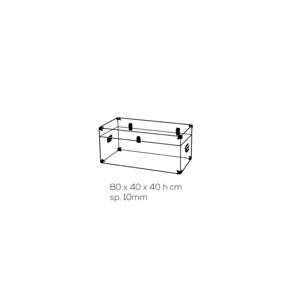 Baú Design em Cristal Acrílico Transparente e Aço Moderno - Dante Viadurini