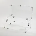 Baú Design em Cristal Acrílico Transparente e Aço Moderno - Dante Viadurini