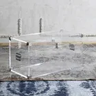 Baú Design em Cristal Acrílico Transparente e Aço Moderno - Dante Viadurini