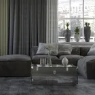 Baú em Cristal Acrílico Transparente ou Fumado e Aço Moderno - Dante Viadurini