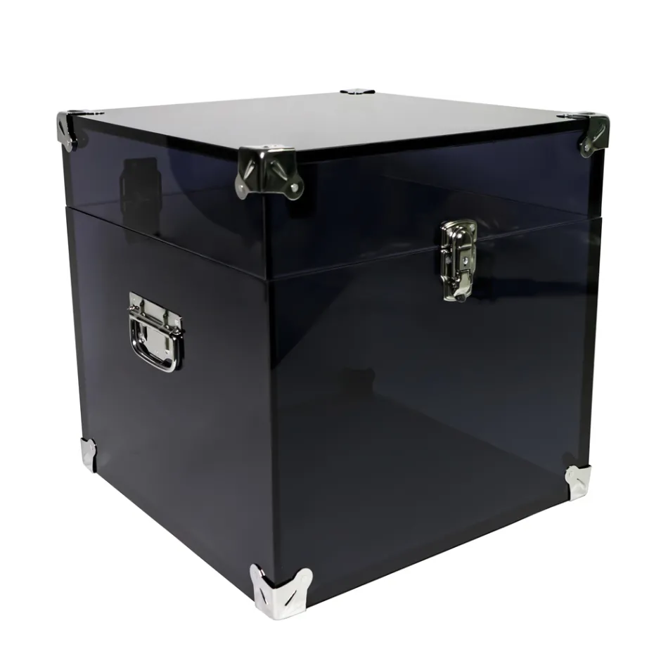 Baú em Cristal Acrílico Transparente ou Fumado e Aço Moderno - Dante Viadurini