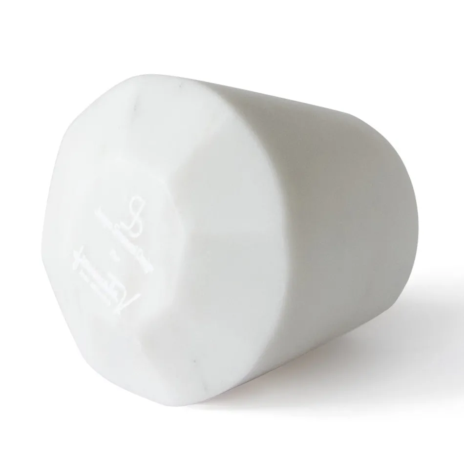 Copo Água em Cetim Branco Mármore Carrara Design Italiano - Scaglio Viadurini