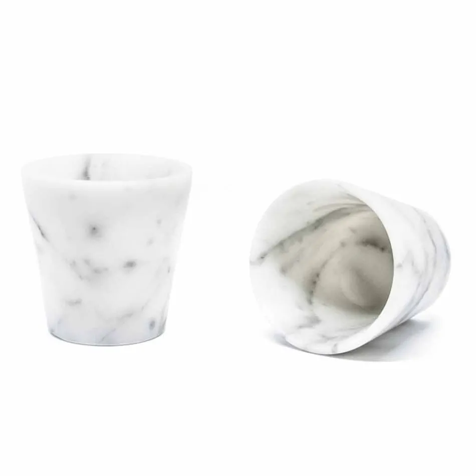 Grappa Glass em mármore branco de Carrara fabricado na Itália - Fergie Viadurini