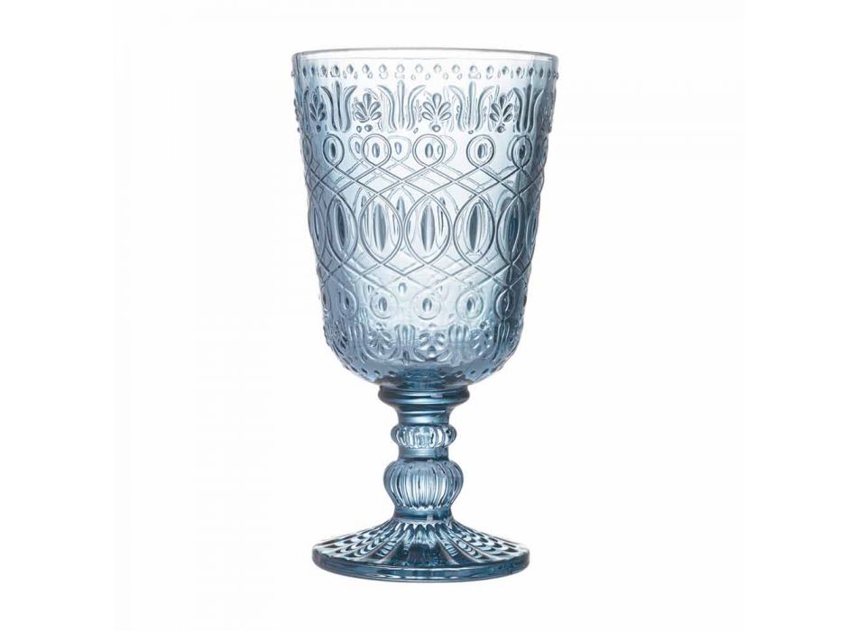 Taças de Taça Vinho ou Água em Taça com Decoração, 12 Peças - Pizzotto Viadurini
