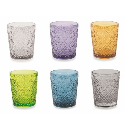 Copos de água de vidro colorido com decoração arabesca 12 peças - Marrocos Viadurini