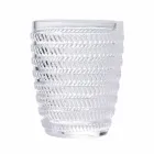 Copos de água de vidro transparente decorado, serviço moderno 12 peças - mistura Viadurini