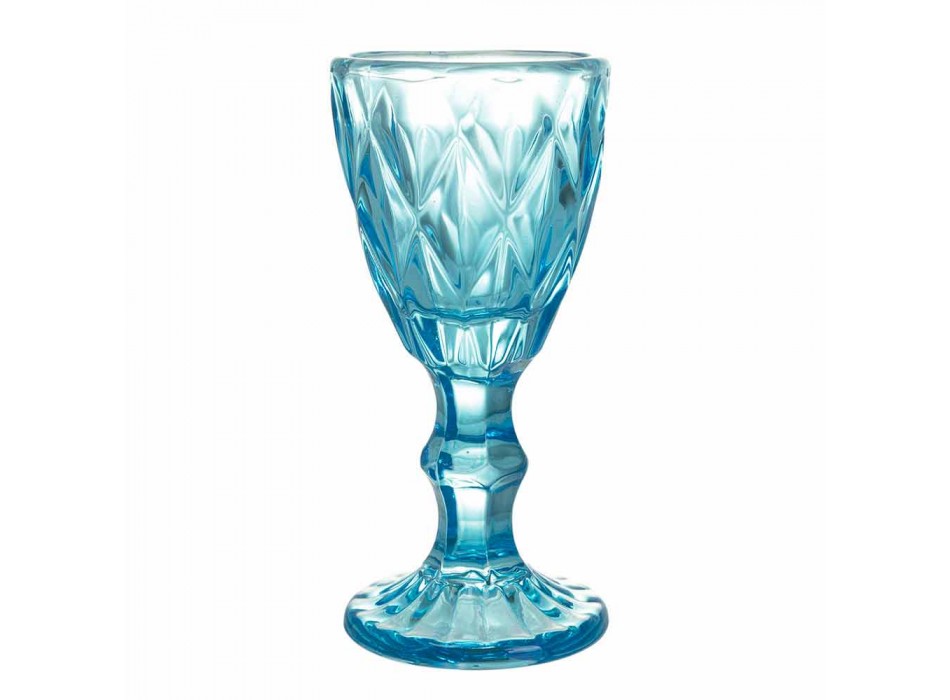 Copos de taça para licor em vidro gradiente azul ou âmbar, 12 peças - poliedro Viadurini
