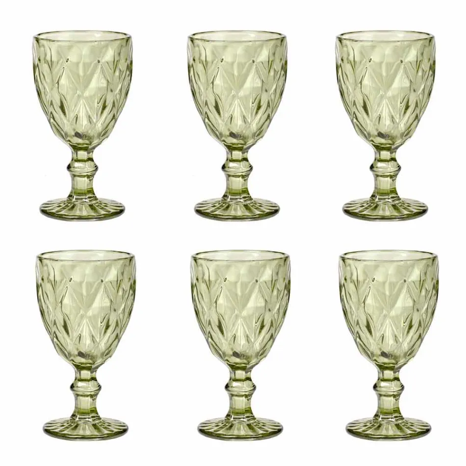 Design moderno de vidro colorido copos de vinho 6 peças - Timon Viadurini