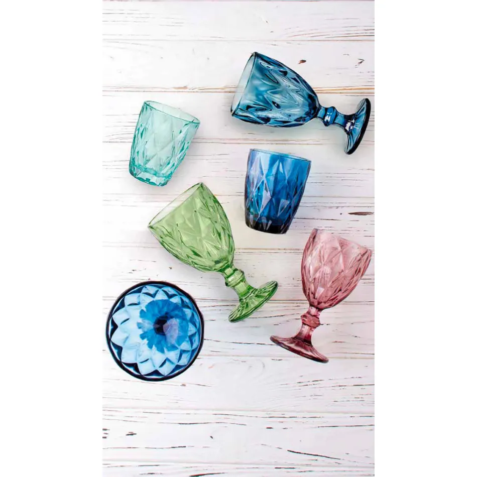 Design moderno de vidro colorido copos de vinho 6 peças - Timon Viadurini