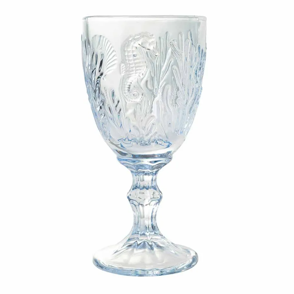 Copos Vinho ou Água Vidro Colorido Decoração Marinha 12 Peças - Mazara Viadurini