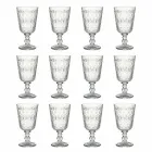 Copos de vinho de vidro transparente decorado 12 taças de design - Maroccobic Viadurini