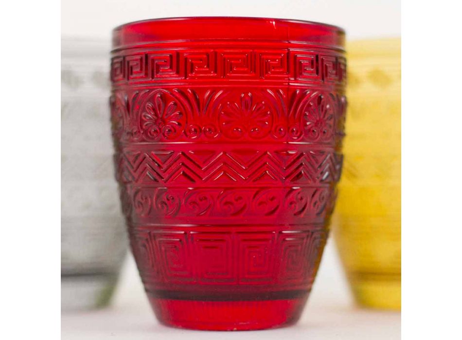 Copos de vidro coloridos modernos para servir água - Folk Viadurini