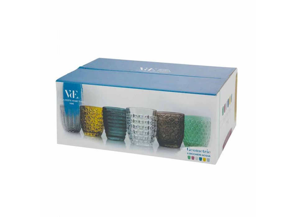 Copos decorados de vidro colorido moderno servindo água 6 peças - Mix Viadurini