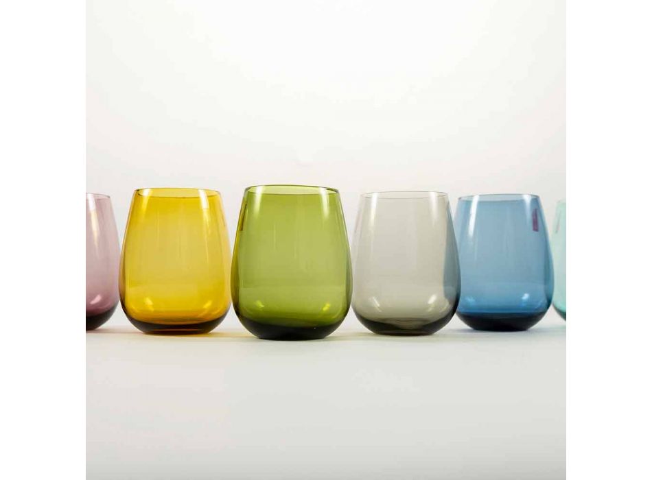 Copos de vidro colorido para serviço moderno de água de 6 peças - Aperi Viadurini