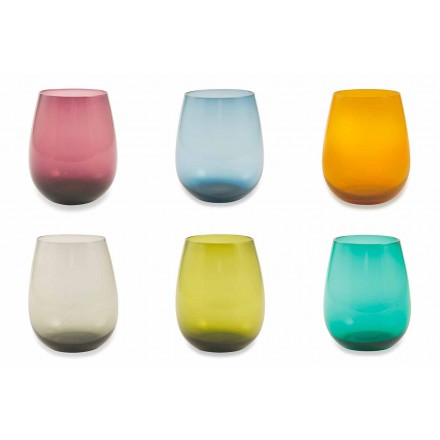 Copos de vidro colorido para serviço moderno de água de 6 peças - Aperi Viadurini