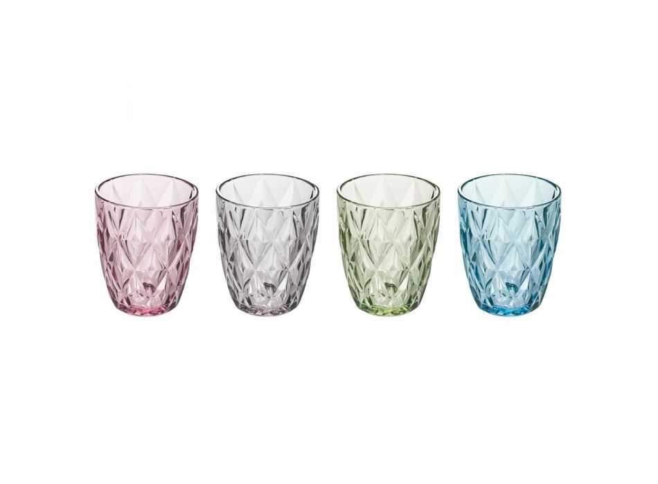 Copos de água de vidro colorido serviço 12 peças - Renascença Viadurini