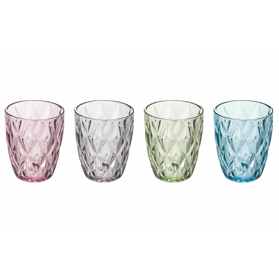 Copos de água de vidro colorido serviço 12 peças - Renascença Viadurini